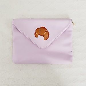 Lavender Croissant fold over snap clutch